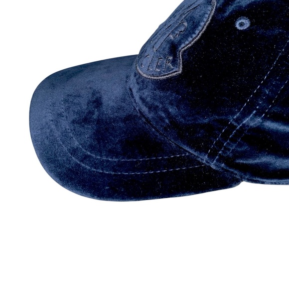 MONCLER Navy Logo Patch Velvet Baseball Cap Hat One Size - Picture 3 of 15